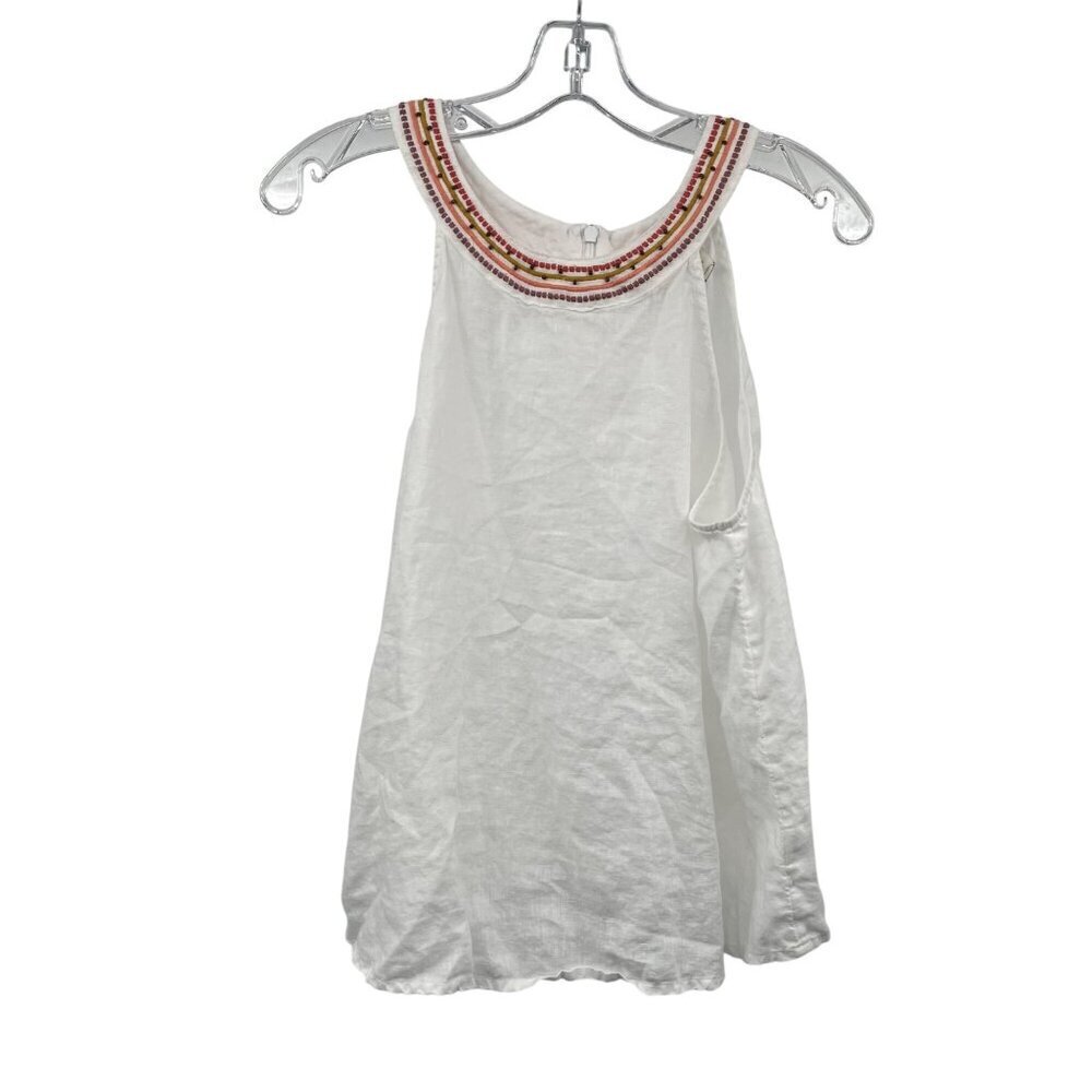 Cynthia Rowley Womens Halter Blouse Embroidered Neck White/Multi Large
